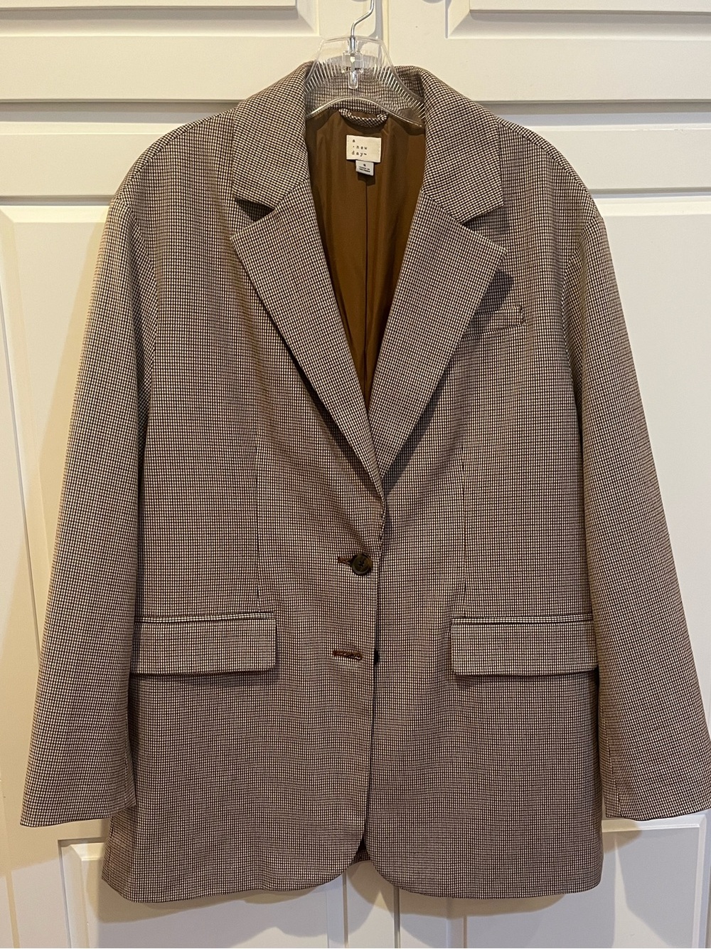 a new day Women's Houndstooth Blazer Jacket - Brown